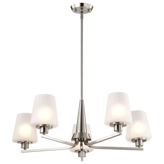 Chandelier Nuvo 60-8225 Lune - 5 Light Chandelier - Brushed Nickel Finish - Etched White Glass Nuvo