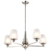 Chandelier Nuvo 60-8225 Lune - 5 Light Chandelier - Brushed Nickel Finish - Etched White Glass Nuvo