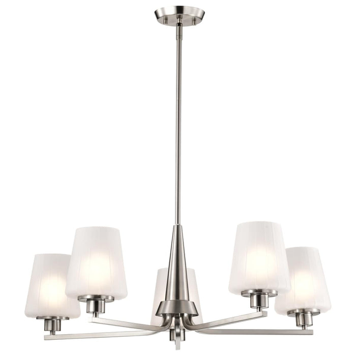 Chandelier Nuvo 60-8225 Lune - 5 Light Chandelier - Brushed Nickel Finish - Etched White Glass Nuvo