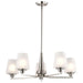 Chandelier Nuvo 60-8225 Lune - 5 Light Chandelier - Brushed Nickel Finish - Etched White Glass Nuvo