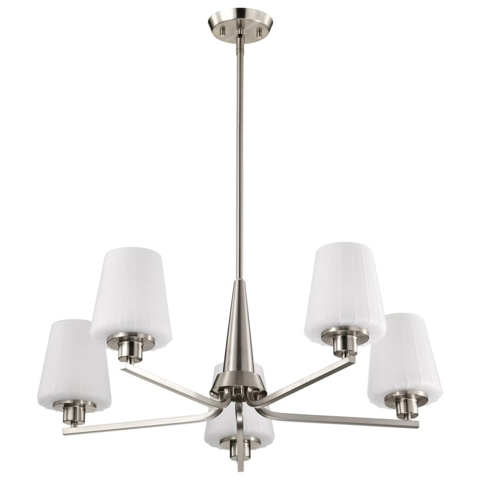 Chandelier Nuvo 60-8225 Lune - 5 Light Chandelier - Brushed Nickel Finish - Etched White Glass Nuvo