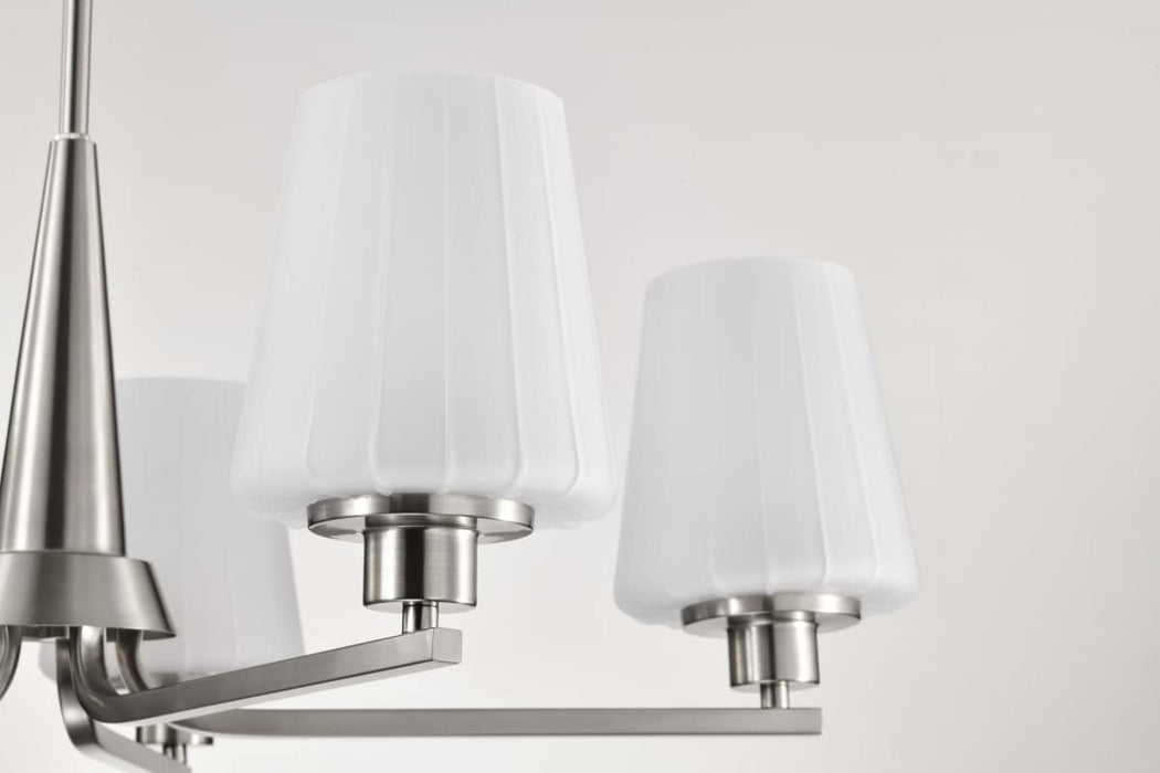 Chandelier Nuvo 60-8225 Lune - 5 Light Chandelier - Brushed Nickel Finish - Etched White Glass Nuvo