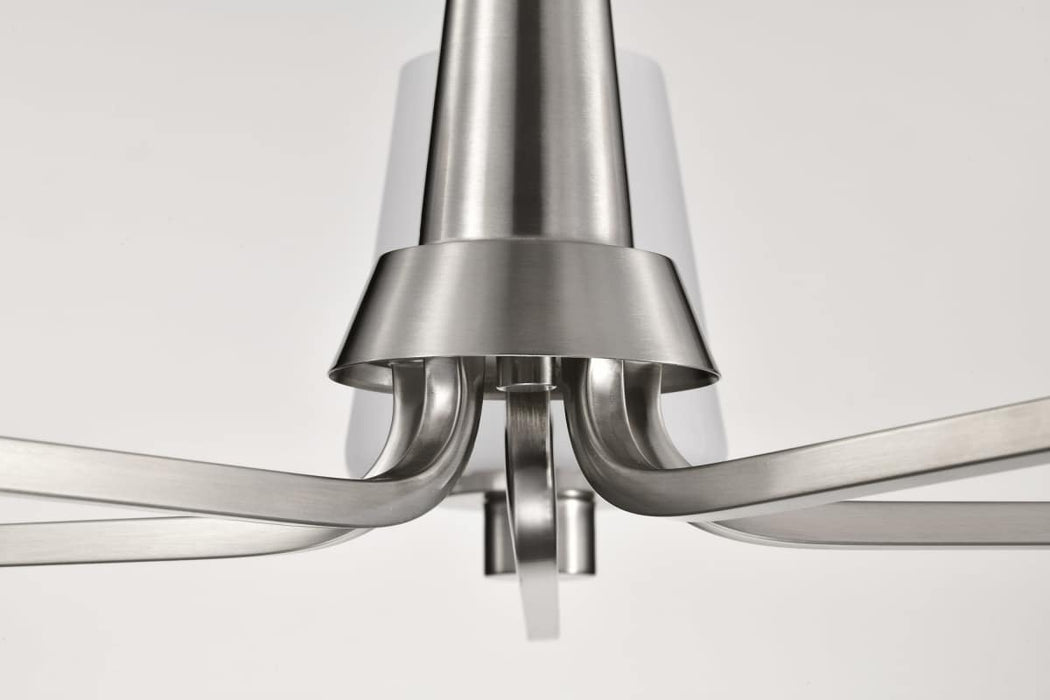 Chandelier Nuvo 60-8225 Lune - 5 Light Chandelier - Brushed Nickel Finish - Etched White Glass Nuvo