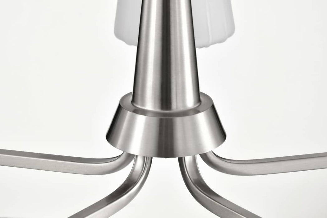 Chandelier Nuvo 60-8225 Lune - 5 Light Chandelier - Brushed Nickel Finish - Etched White Glass Nuvo