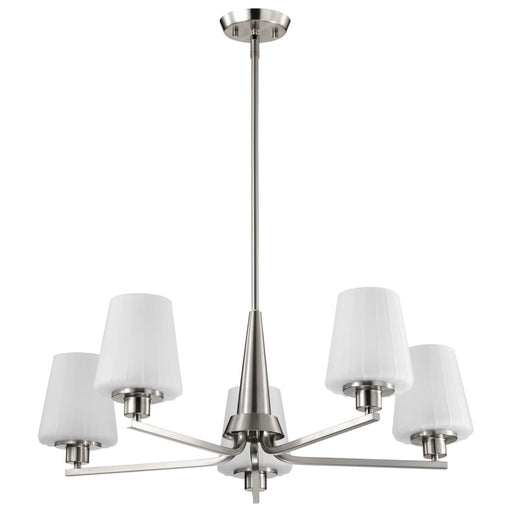 Chandelier Nuvo 60-8225 Lune - 5 Light Chandelier - Brushed Nickel Finish - Etched White Glass Nuvo