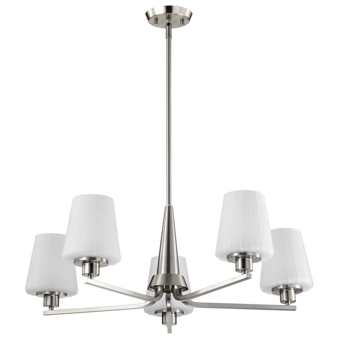 Chandelier Nuvo 60-8225 Lune - 5 Light Chandelier - Brushed Nickel Finish - Etched White Glass Nuvo