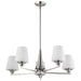 Chandelier Nuvo 60-8225 Lune - 5 Light Chandelier - Brushed Nickel Finish - Etched White Glass Nuvo