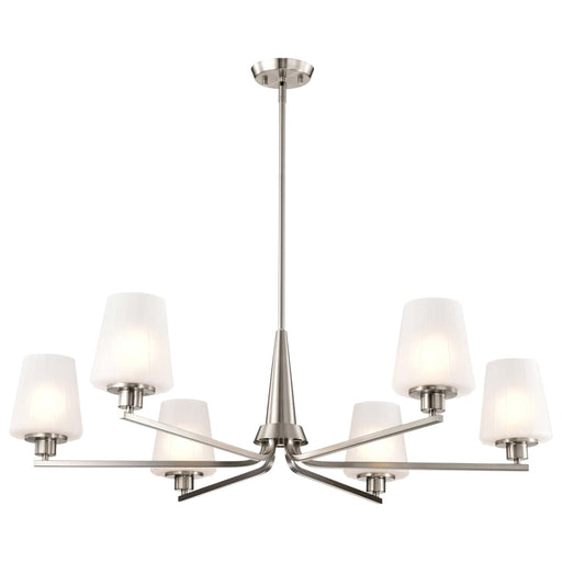 Chandelier Nuvo 60-8226 Lune - 6 Light Chandelier - Brushed Nickel Finish - Etched White Glass Nuvo