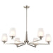 Chandelier Nuvo 60-8226 Lune - 6 Light Chandelier - Brushed Nickel Finish - Etched White Glass Nuvo