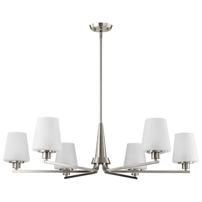 Chandelier Nuvo 60-8226 Lune - 6 Light Chandelier - Brushed Nickel Finish - Etched White Glass Nuvo