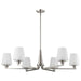 Chandelier Nuvo 60-8226 Lune - 6 Light Chandelier - Brushed Nickel Finish - Etched White Glass Nuvo