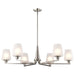 Chandelier Nuvo 60-8226 Lune - 6 Light Chandelier - Brushed Nickel Finish - Etched White Glass Nuvo