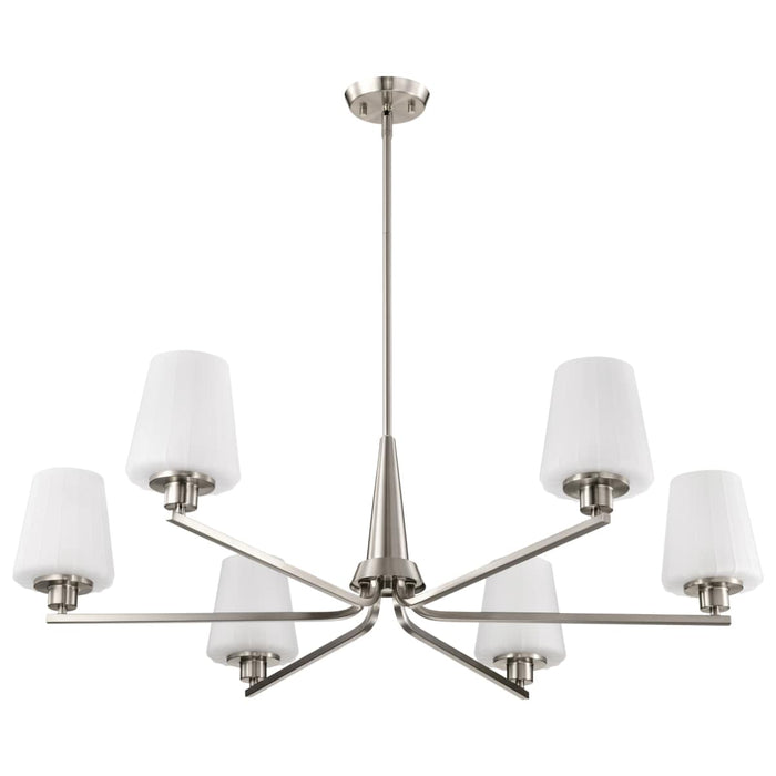 Chandelier Nuvo 60-8226 Lune - 6 Light Chandelier - Brushed Nickel Finish - Etched White Glass Nuvo