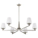 Chandelier Nuvo 60-8226 Lune - 6 Light Chandelier - Brushed Nickel Finish - Etched White Glass Nuvo