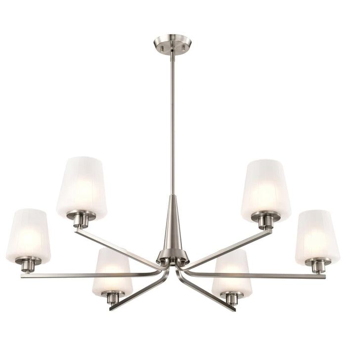 Chandelier Nuvo 60-8226 Lune - 6 Light Chandelier - Brushed Nickel Finish - Etched White Glass Nuvo