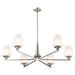 Chandelier Nuvo 60-8226 Lune - 6 Light Chandelier - Brushed Nickel Finish - Etched White Glass Nuvo