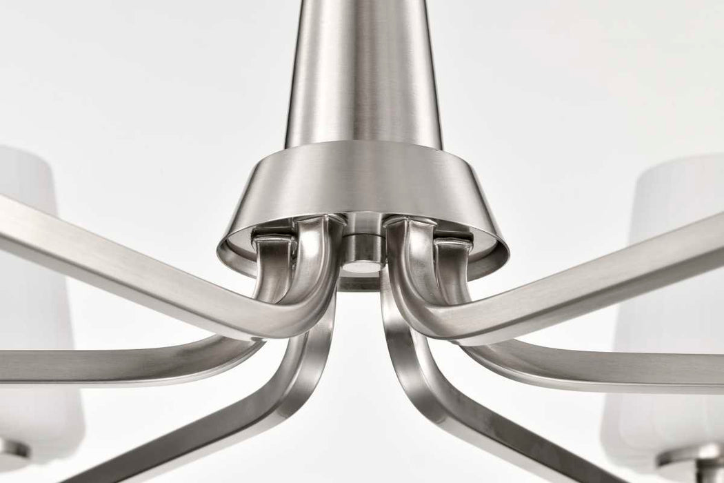 Chandelier Nuvo 60-8226 Lune - 6 Light Chandelier - Brushed Nickel Finish - Etched White Glass Nuvo
