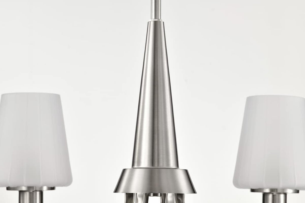 Chandelier Nuvo 60-8226 Lune - 6 Light Chandelier - Brushed Nickel Finish - Etched White Glass Nuvo