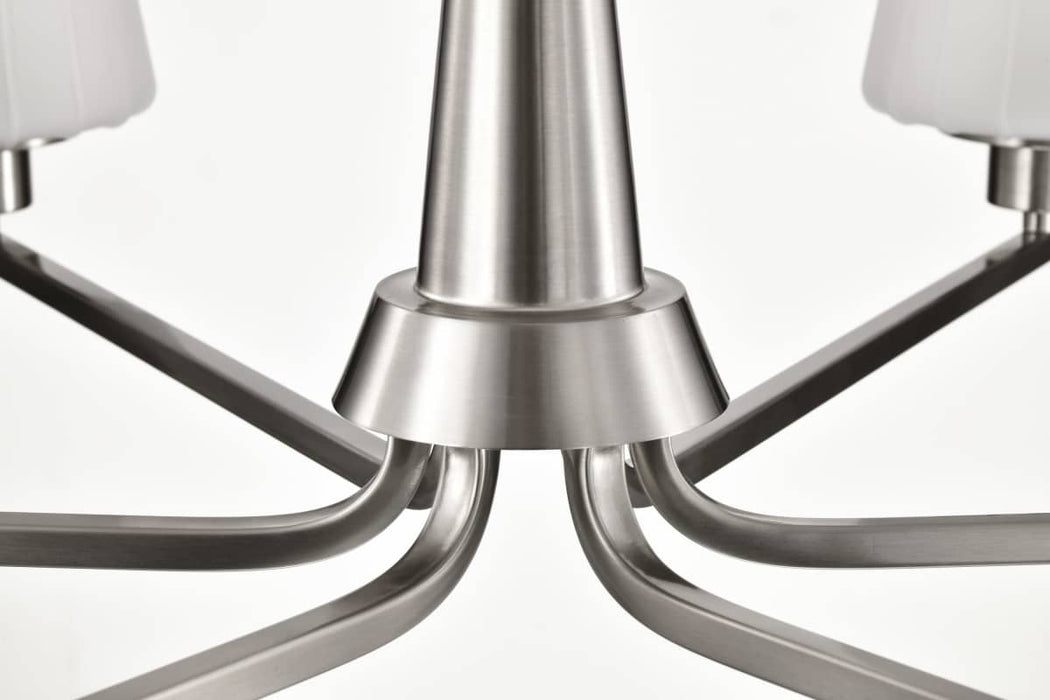 Chandelier Nuvo 60-8226 Lune - 6 Light Chandelier - Brushed Nickel Finish - Etched White Glass Nuvo