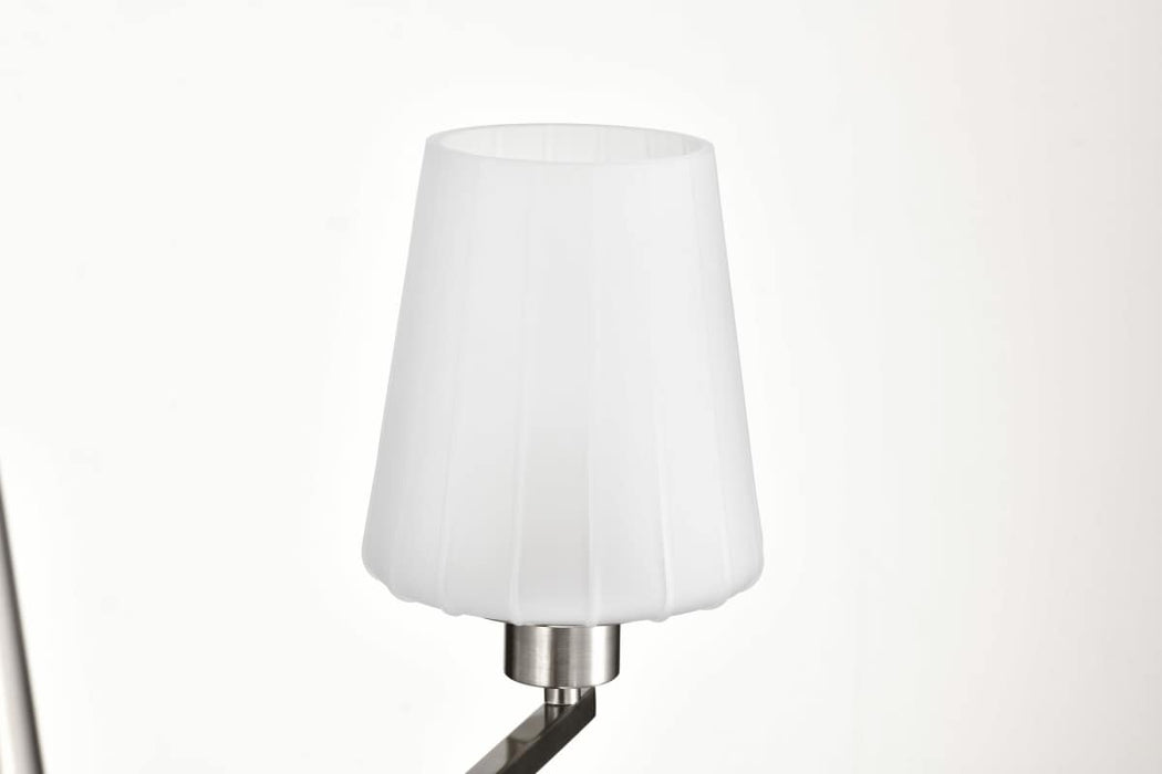 Chandelier Nuvo 60-8226 Lune - 6 Light Chandelier - Brushed Nickel Finish - Etched White Glass Nuvo