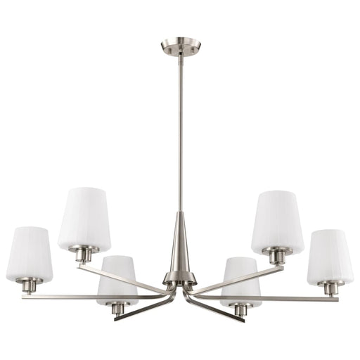 Chandelier Nuvo 60-8226 Lune - 6 Light Chandelier - Brushed Nickel Finish - Etched White Glass Nuvo