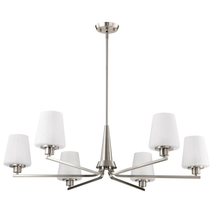 Chandelier Nuvo 60-8226 Lune - 6 Light Chandelier - Brushed Nickel Finish - Etched White Glass Nuvo