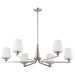 Chandelier Nuvo 60-8226 Lune - 6 Light Chandelier - Brushed Nickel Finish - Etched White Glass Nuvo