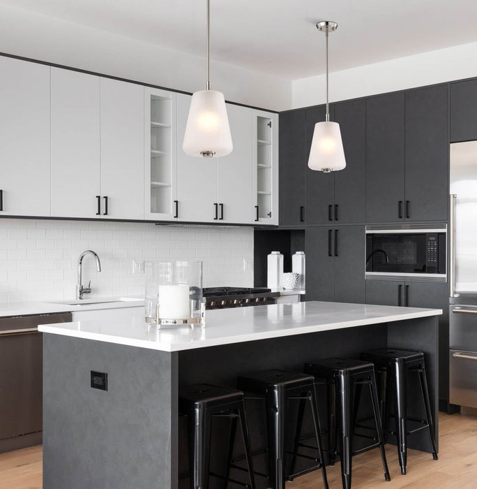 Pendant Nuvo 60-8227 Lune - Mini Pendant - Brushed Nickel Finish - Etched White Glass Nuvo