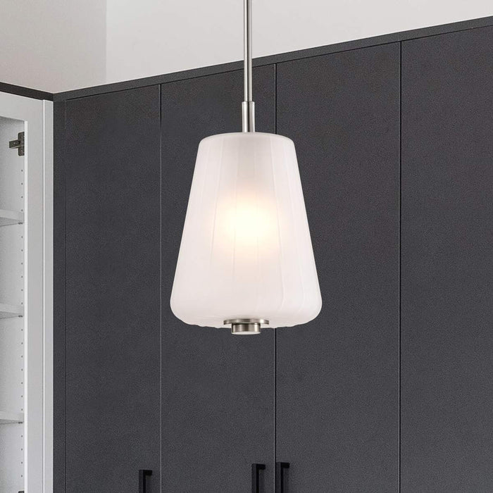 Pendant Nuvo 60-8227 Lune - Mini Pendant - Brushed Nickel Finish - Etched White Glass Nuvo
