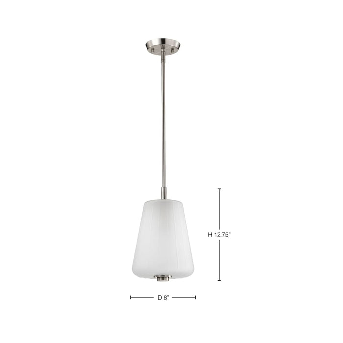 Pendant Nuvo 60-8227 Lune - Mini Pendant - Brushed Nickel Finish - Etched White Glass Nuvo