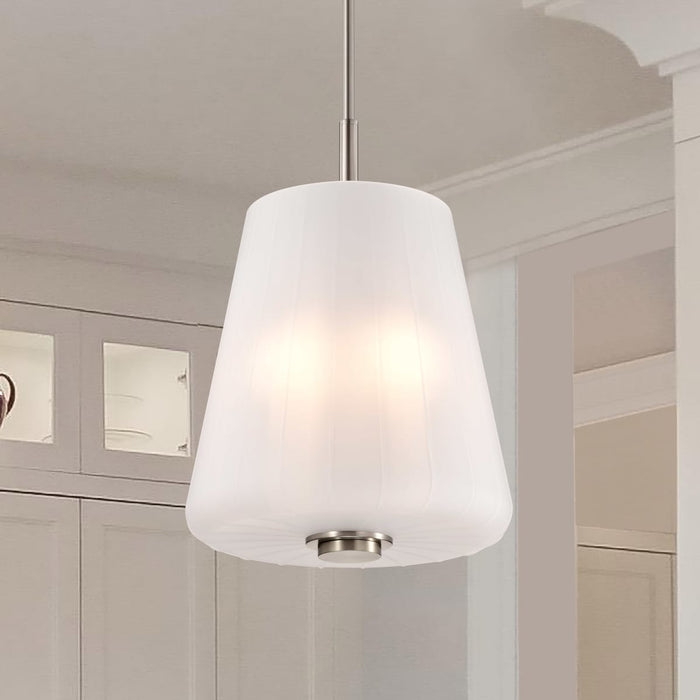 Pendant Nuvo 60-8228 Lune - 3 Light Pendant - Brushed Nickel Finish - Etched White Glass Nuvo