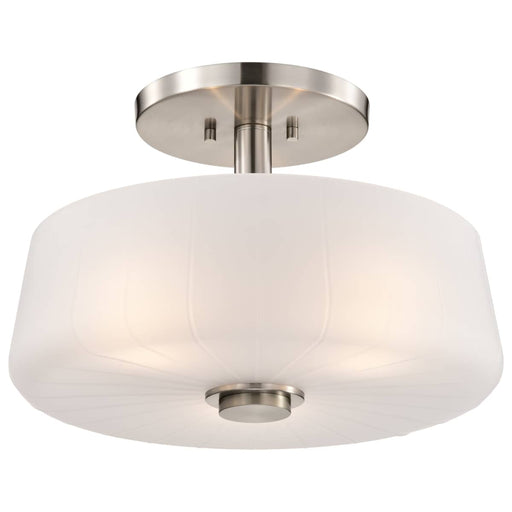 Semi Flush Mount Nuvo 60-8229 Lune - 3 Light Semi-Flush - Brushed Nickel Finish - Etched White Glass Nuvo