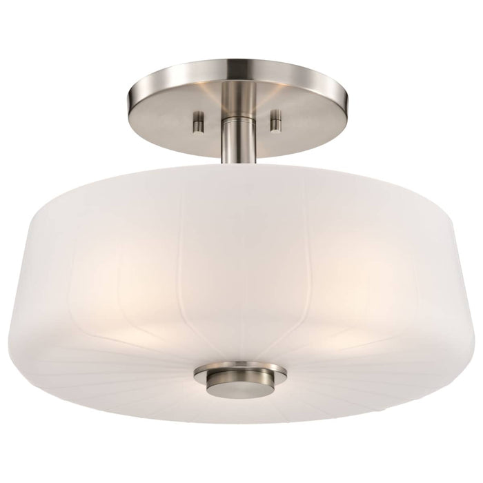 Semi Flush Mount Nuvo 60-8229 Lune - 3 Light Semi-Flush - Brushed Nickel Finish - Etched White Glass Nuvo