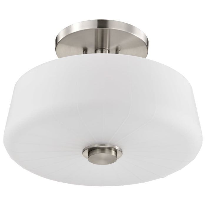 Semi Flush Mount Nuvo 60-8229 Lune - 3 Light Semi-Flush - Brushed Nickel Finish - Etched White Glass Nuvo