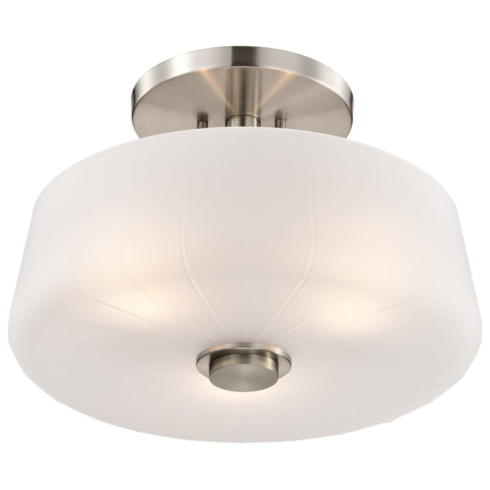 Semi Flush Mount Nuvo 60-8229 Lune - 3 Light Semi-Flush - Brushed Nickel Finish - Etched White Glass Nuvo