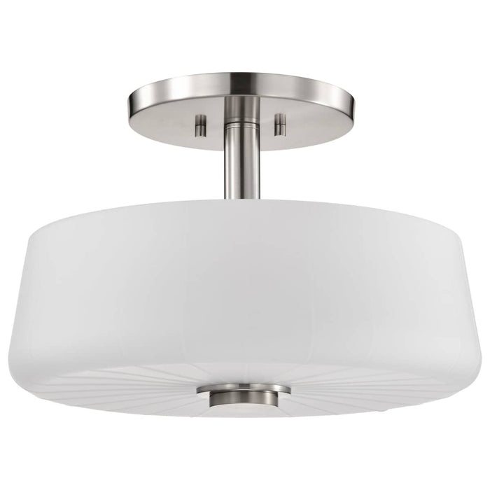 Semi Flush Mount Nuvo 60-8229 Lune - 3 Light Semi-Flush - Brushed Nickel Finish - Etched White Glass Nuvo