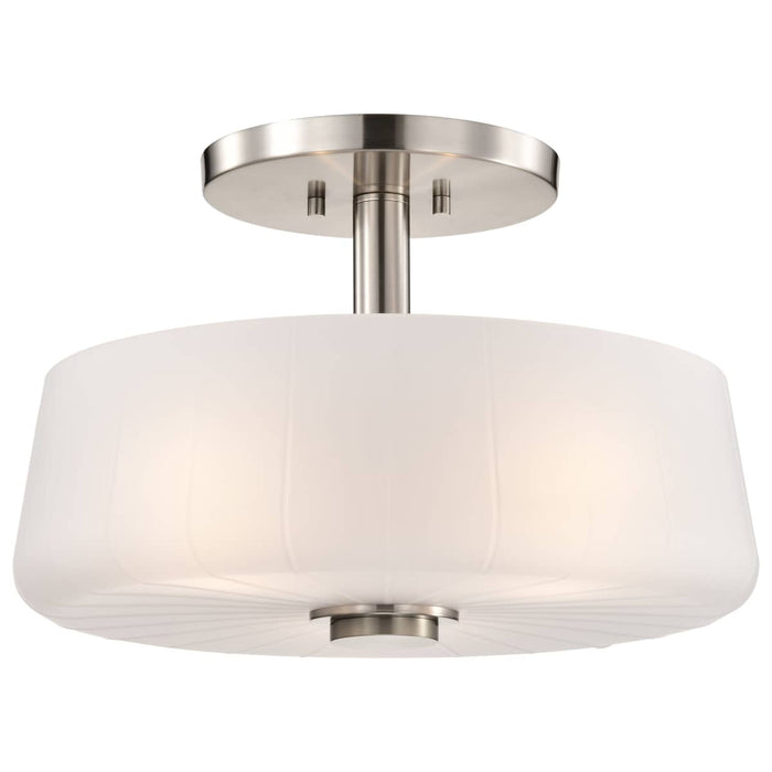 Semi Flush Mount Nuvo 60-8229 Lune - 3 Light Semi-Flush - Brushed Nickel Finish - Etched White Glass Nuvo