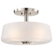 Semi Flush Mount Nuvo 60-8229 Lune - 3 Light Semi-Flush - Brushed Nickel Finish - Etched White Glass Nuvo