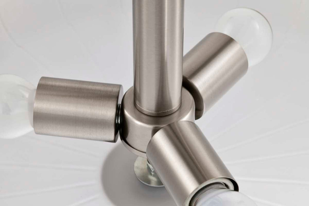 Semi Flush Mount Nuvo 60-8229 Lune - 3 Light Semi-Flush - Brushed Nickel Finish - Etched White Glass Nuvo
