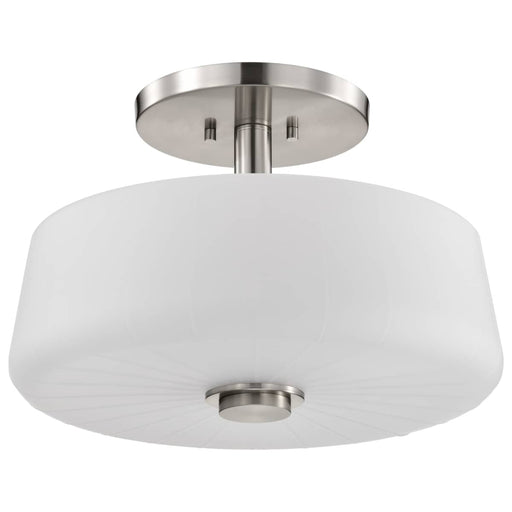 Semi Flush Mount Nuvo 60-8229 Lune - 3 Light Semi-Flush - Brushed Nickel Finish - Etched White Glass Nuvo
