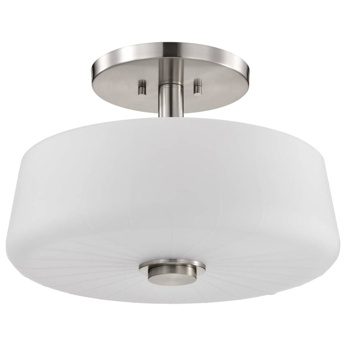 Semi Flush Mount Nuvo 60-8229 Lune - 3 Light Semi-Flush - Brushed Nickel Finish - Etched White Glass Nuvo