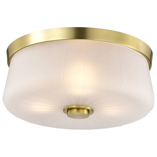 Flush Mount Nuvo 60-8230 Lune - 3 Light Flush Mount - Vintage Brass Finish - Etched White Glass Nuvo