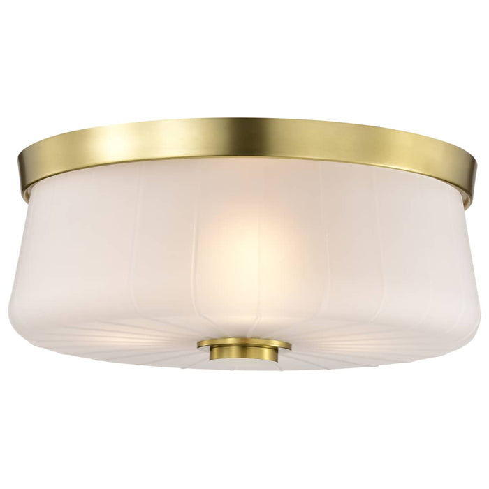 Flush Mount Nuvo 60-8230 Lune - 3 Light Flush Mount - Vintage Brass Finish - Etched White Glass Nuvo