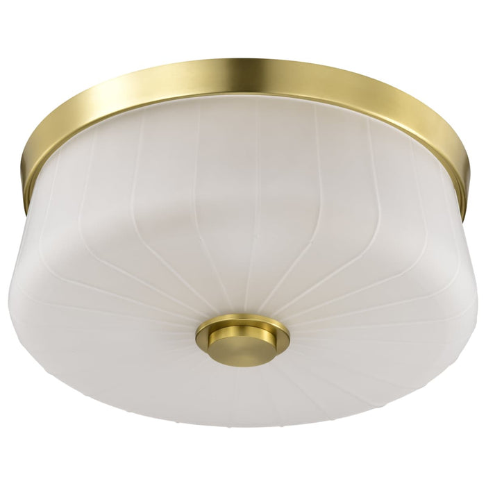 Flush Mount Nuvo 60-8230 Lune - 3 Light Flush Mount - Vintage Brass Finish - Etched White Glass Nuvo