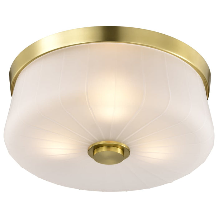 Flush Mount Nuvo 60-8230 Lune - 3 Light Flush Mount - Vintage Brass Finish - Etched White Glass Nuvo