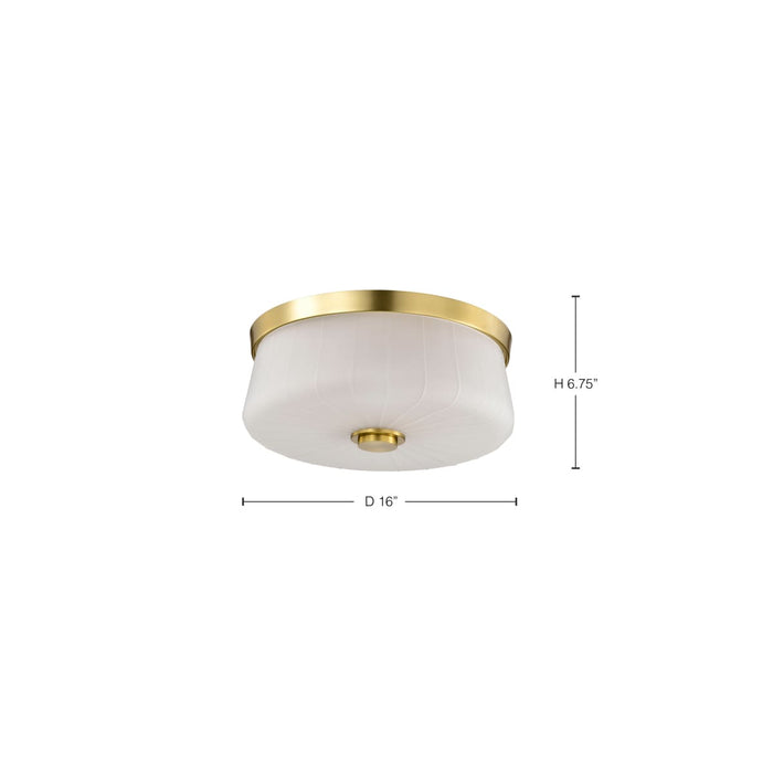 Flush Mount Nuvo 60-8230 Lune - 3 Light Flush Mount - Vintage Brass Finish - Etched White Glass Nuvo
