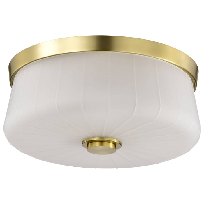 Flush Mount Nuvo 60-8230 Lune - 3 Light Flush Mount - Vintage Brass Finish - Etched White Glass Nuvo