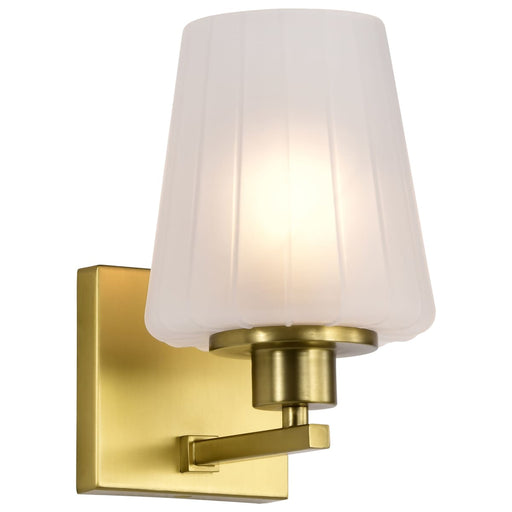 Vanity Nuvo 60-8231 Lune - 1 Light Vanity - Vintage Brass Finish - Etched White Glass Nuvo