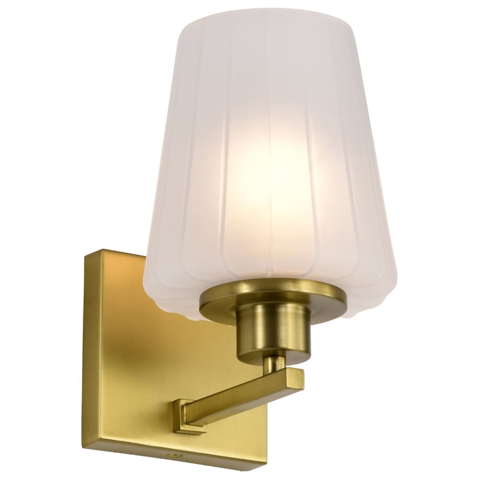 Vanity Nuvo 60-8231 Lune - 1 Light Vanity - Vintage Brass Finish - Etched White Glass Nuvo