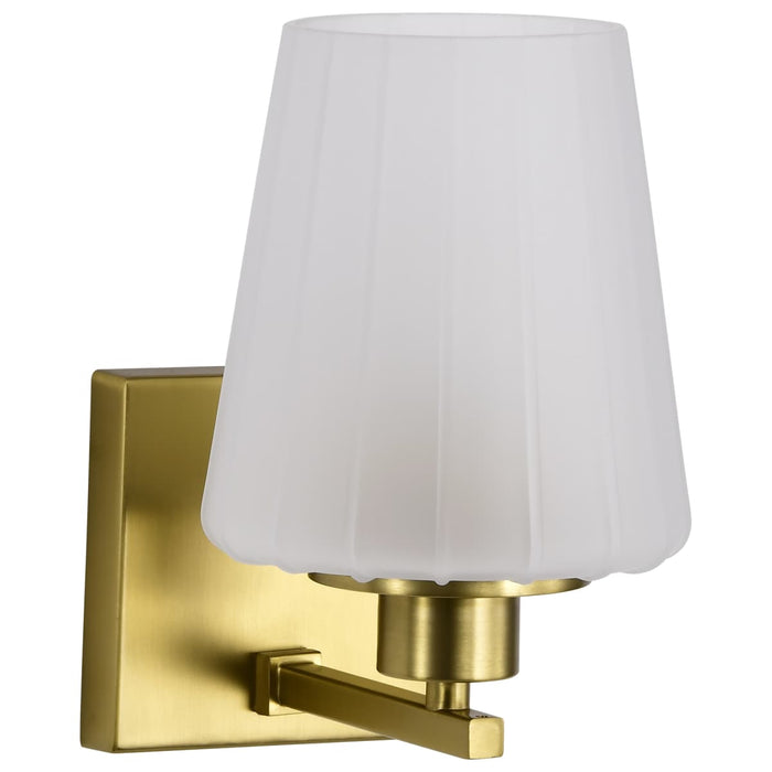 Vanity Nuvo 60-8231 Lune - 1 Light Vanity - Vintage Brass Finish - Etched White Glass Nuvo